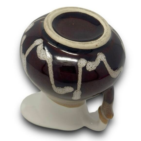 Ceramic Decorative small Pitcher Brown Tan & White - Picture 5 of 7